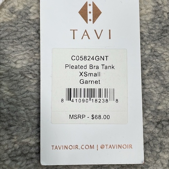 NWT Tavi Pleated Bra Tank Athletic Garnet Cabernet Maroon Sz XS - Picture 9 of 15